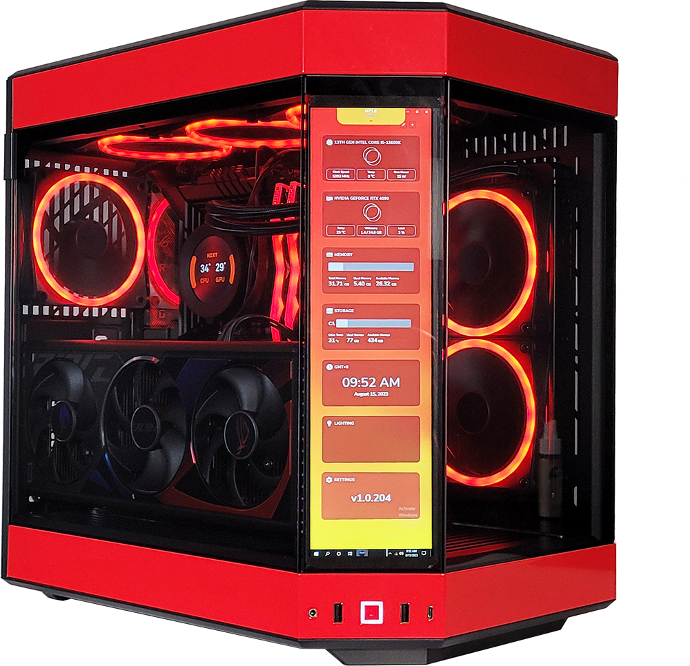 XOTIC PC GX13 HYTE Y60 RED EYE Black Label Gaming Desktop w/ INTEL Z790 & DDR5