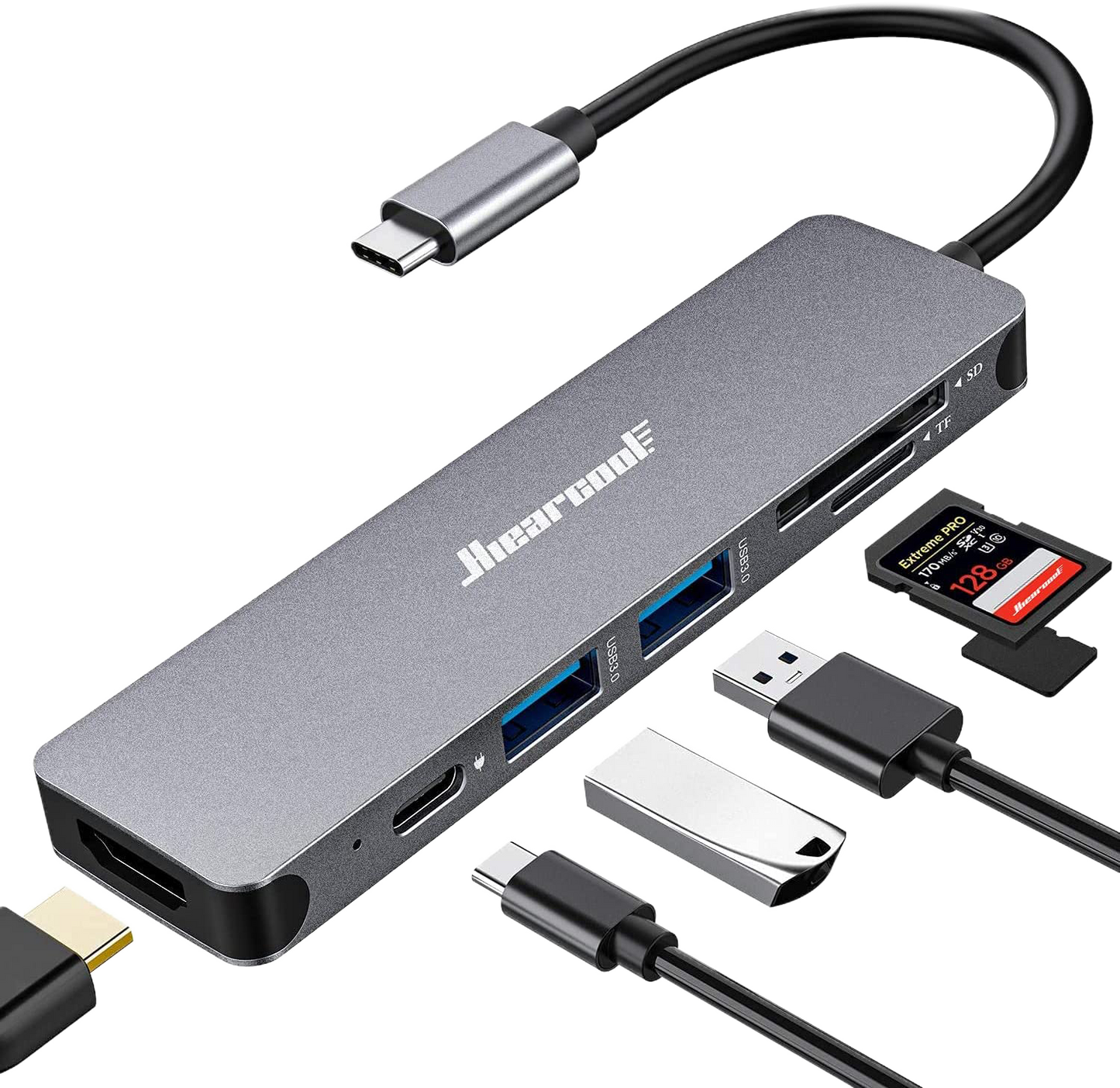 USB C Hub Multiport Adapter - 7 in 1 Dongle