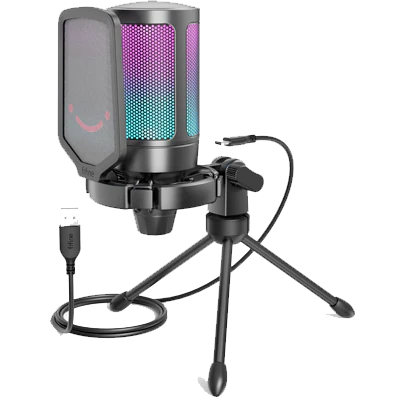 Usb Gaming Microphone, Rgb Computer Mic For Recording Streaming, Podcast,  , Twitch, Zoom Meeting