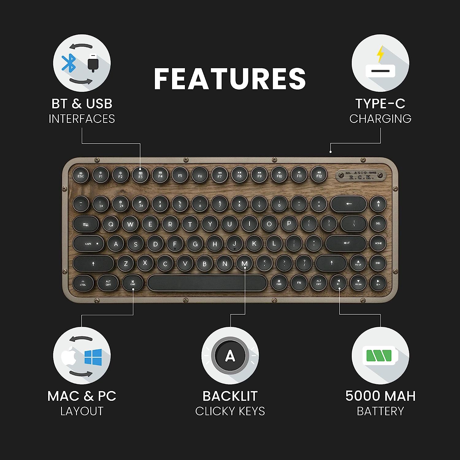 AZIO Retro Compact Elwood Keyboard – XOTIC PC