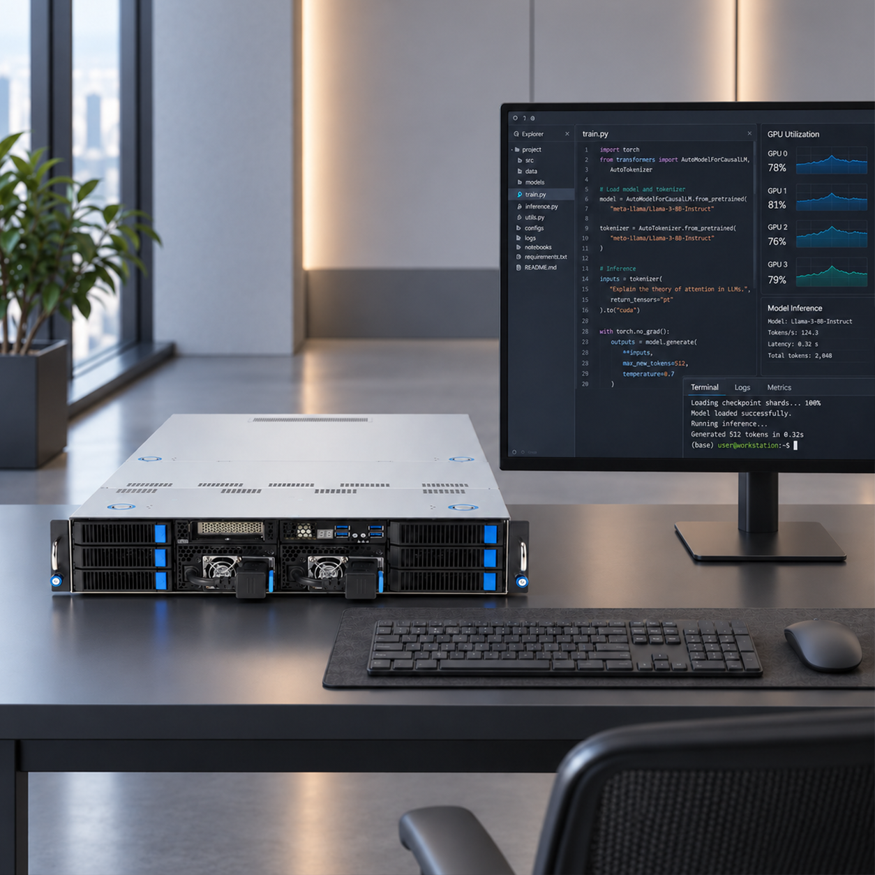 Large Language Model Quad GPU Server