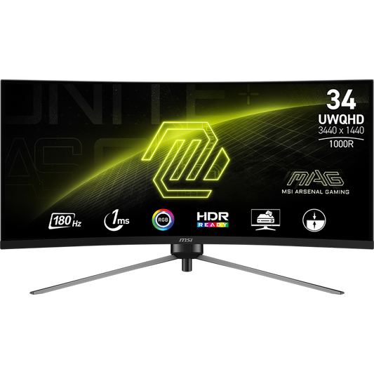 MSI MAG 345CQR- 34" 34" UWQHD, 3440 x 1440, 180Hz, Curved Gaming Monitor