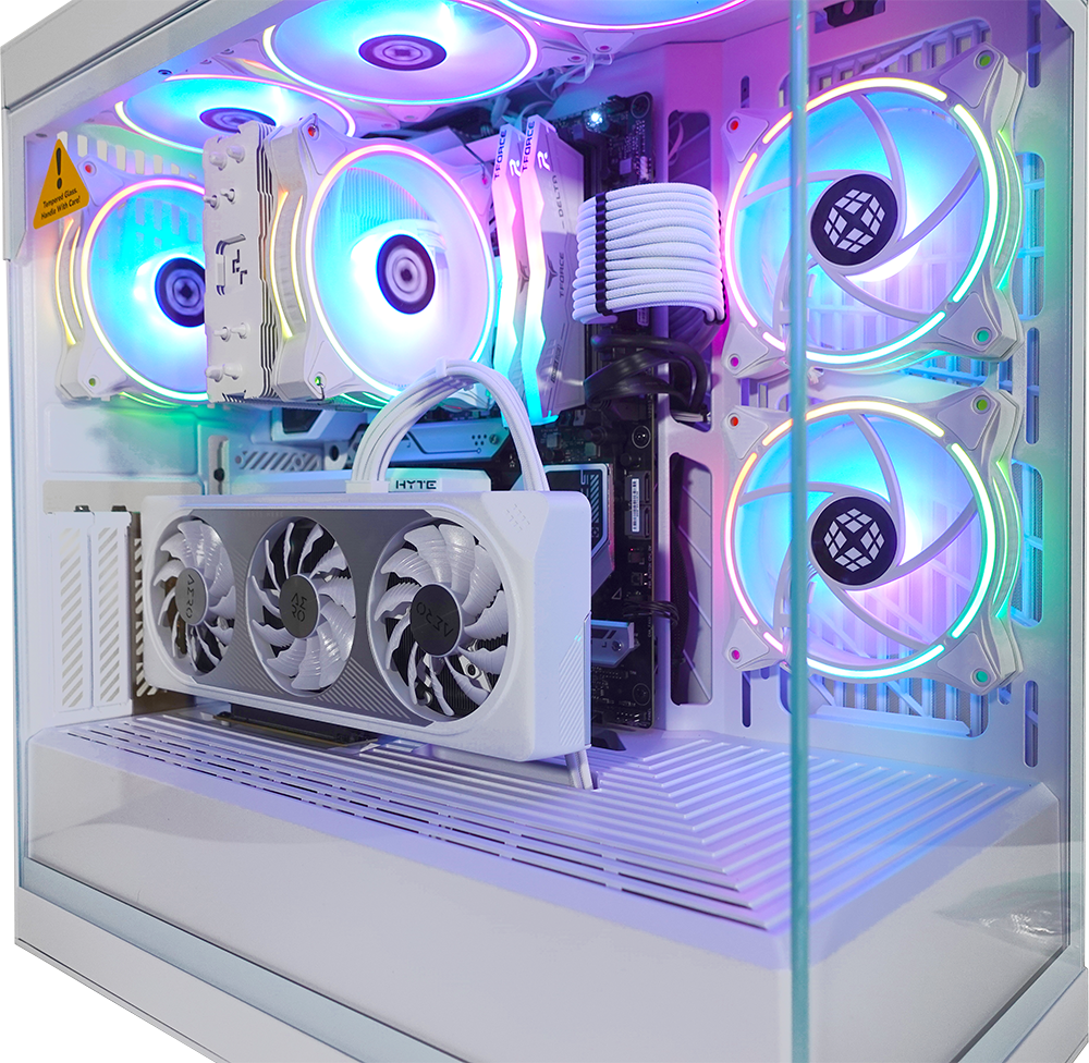 XOTIC PC G6 HYTE Y40 Snow White Ghost Ready to Ship Gaming Desktop w/ INTEL Z790 & DDR5